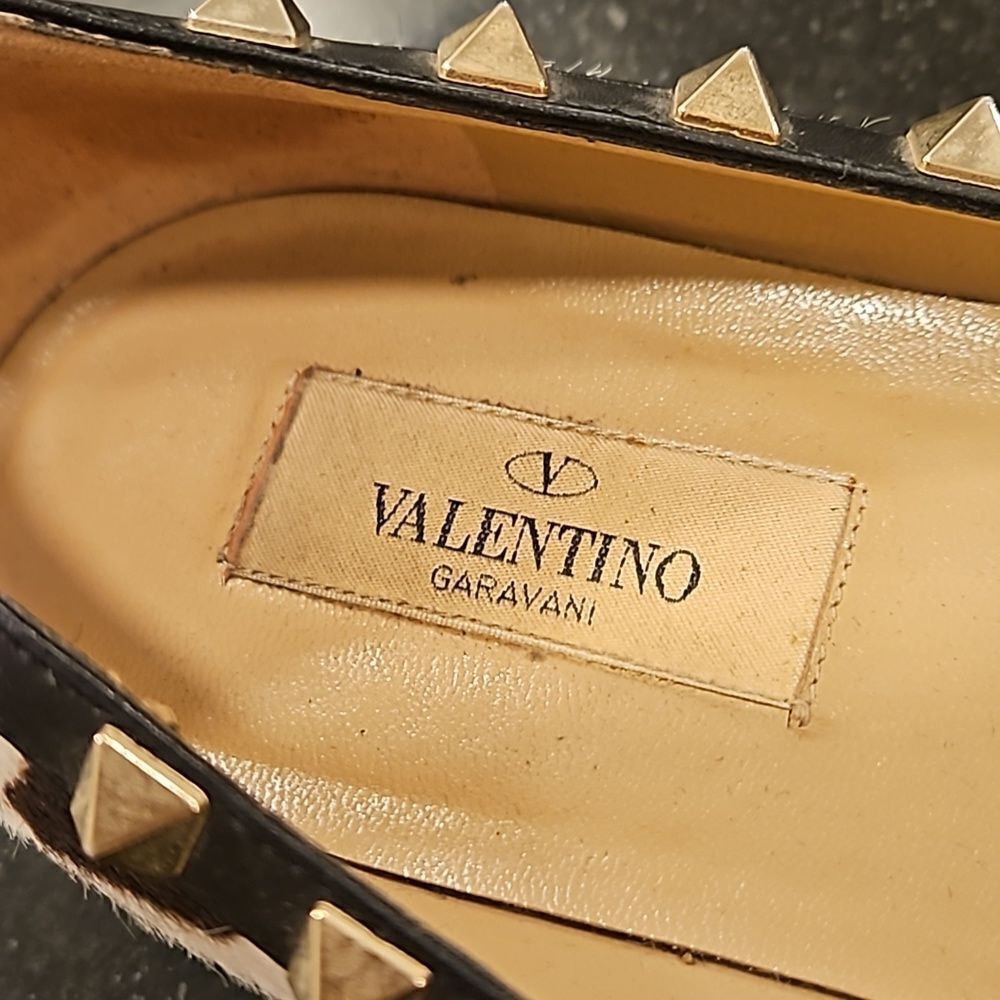 💕VALENTINO GARAVANI💕 Calf Hair Leopard Print Rockstud Ballet Flats 38 EU - Picture 9 of 10